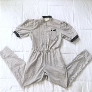 Vintage black & white pinstripe jumpsuit